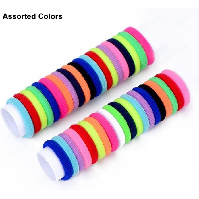 FAMEZA 100PCS Baby Hair Ties, Cotton Toddler Hair Ties for Girls and Kids, Seamless Hair Bands, Elastic Ponytail Holders - Image 2